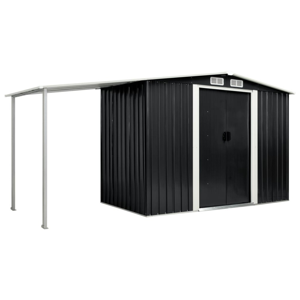 Garden Shed with Sliding Doors Anthracite 386x312x178 cm Steel