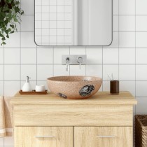 Countertop Basin White and Blue Round Î¦41x14 cm Ceramic