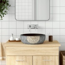 Countertop Basin White and Blue Round Î¦41x14 cm Ceramic