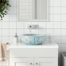 Countertop Basin White and Blue Round Î¦41x14 cm Ceramic