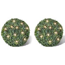 Artificial Leaf Topiary Ball 27 cm Solar LED String 2 pcs