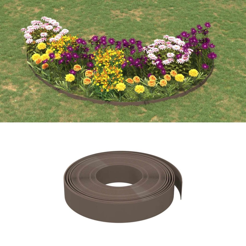Garden Edgings 4 pcs Brown 10 m 20 cm Polyethylene
