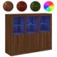 Sideboards mit LED-Leuchten 3 Stk. Weiß Holzwerkstoff