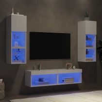 6 Piece TV Wall Units with LED Grey Sonoma Engineered Wood