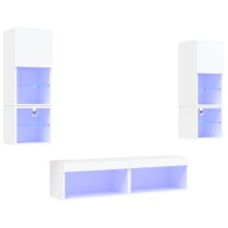 6 Piece TV Wall Units with LED Grey Sonoma Engineered Wood