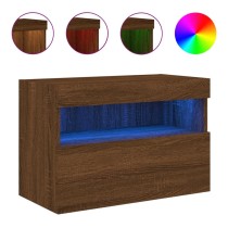 TV Wall Cabinet with LED Lights Brown Oak 60x30x40 cm