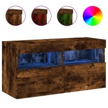 TV-Wandschrank mit LED-Leuchten Räuchereiche 80x30x40 cm