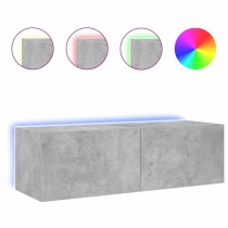 TV Wall Cabinet with LED Lights Concrete Grey 100x35x31 cm