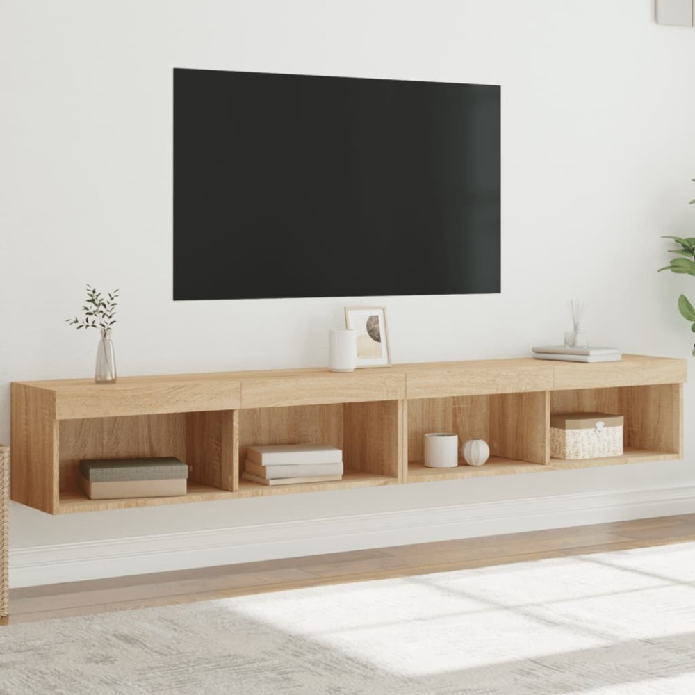 TV Cabinets with LED Lights 2 pcs Sonoma Oak 100x30x30 cm