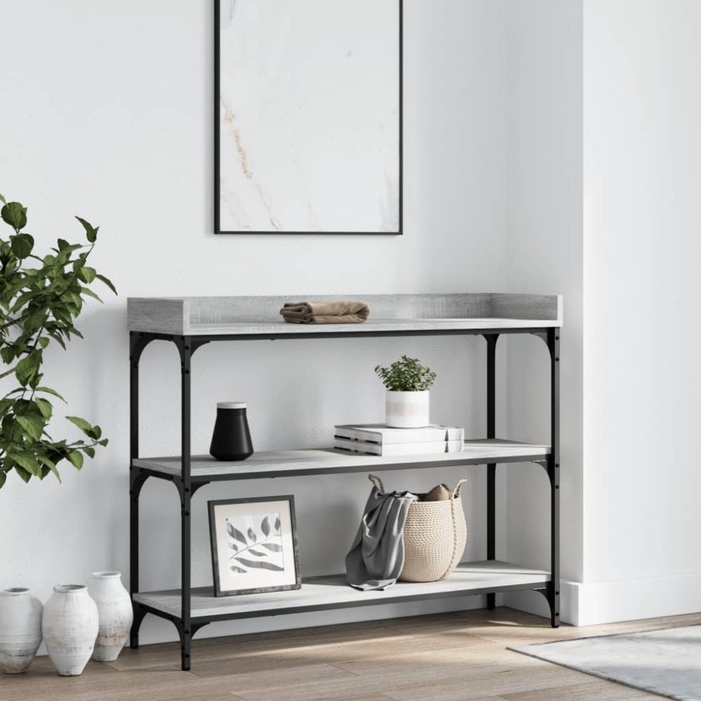 Console Table with Shelves Grey Sonoma 100x30x80 cm