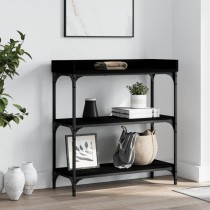 Console Table with Shelves Black 75x30x80 cm