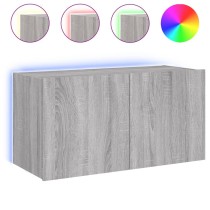 TV-Wandschrank mit LED-Leuchten Grau Sonoma 80x35x41 cm