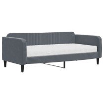 Daybed with Mattress Dark Grey 90x190 cm Velvet