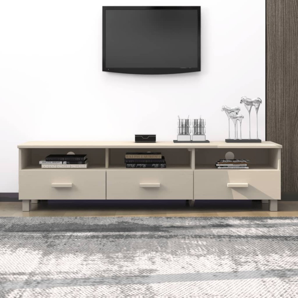 TV Cabinet HAMAR Light Grey 158x40x40 cm Solid Wood Pine