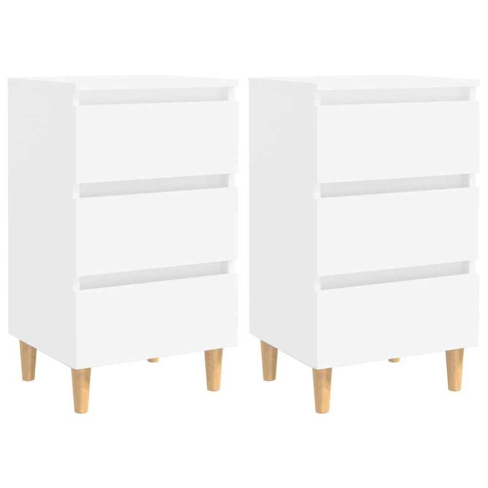 Bed Cabinets with Solid Wood Legs 2 pcs Grey 40x35x69 cm