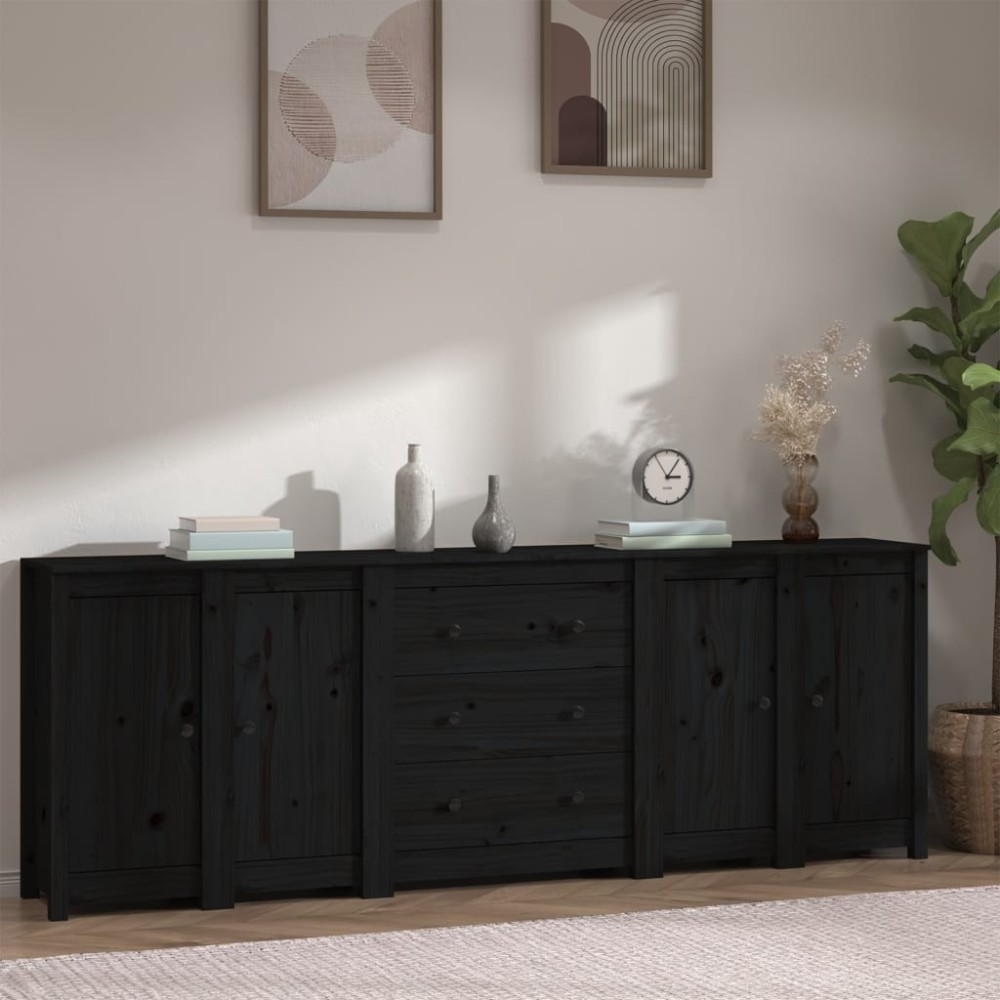 Sideboard Weiß 230x35x80 cm Massivholz Kiefer