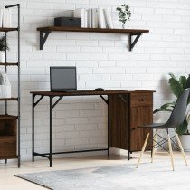 Computer Desk Brown Oak 131x48x75 cm Engineered Wood