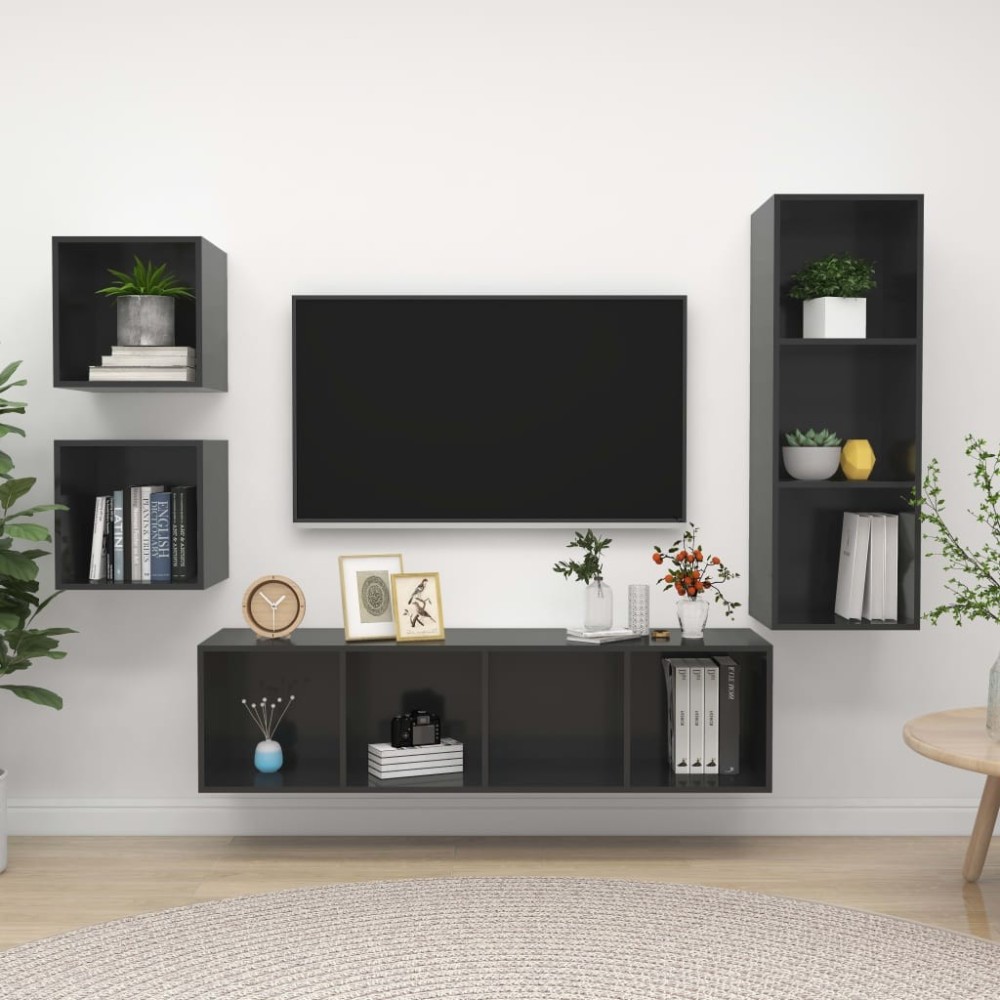 4 Piece TV Cabinet Set Sonoma Oak Engineered Wood