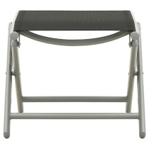 Folding Footrest Black and Silver Textilene and Aluminium