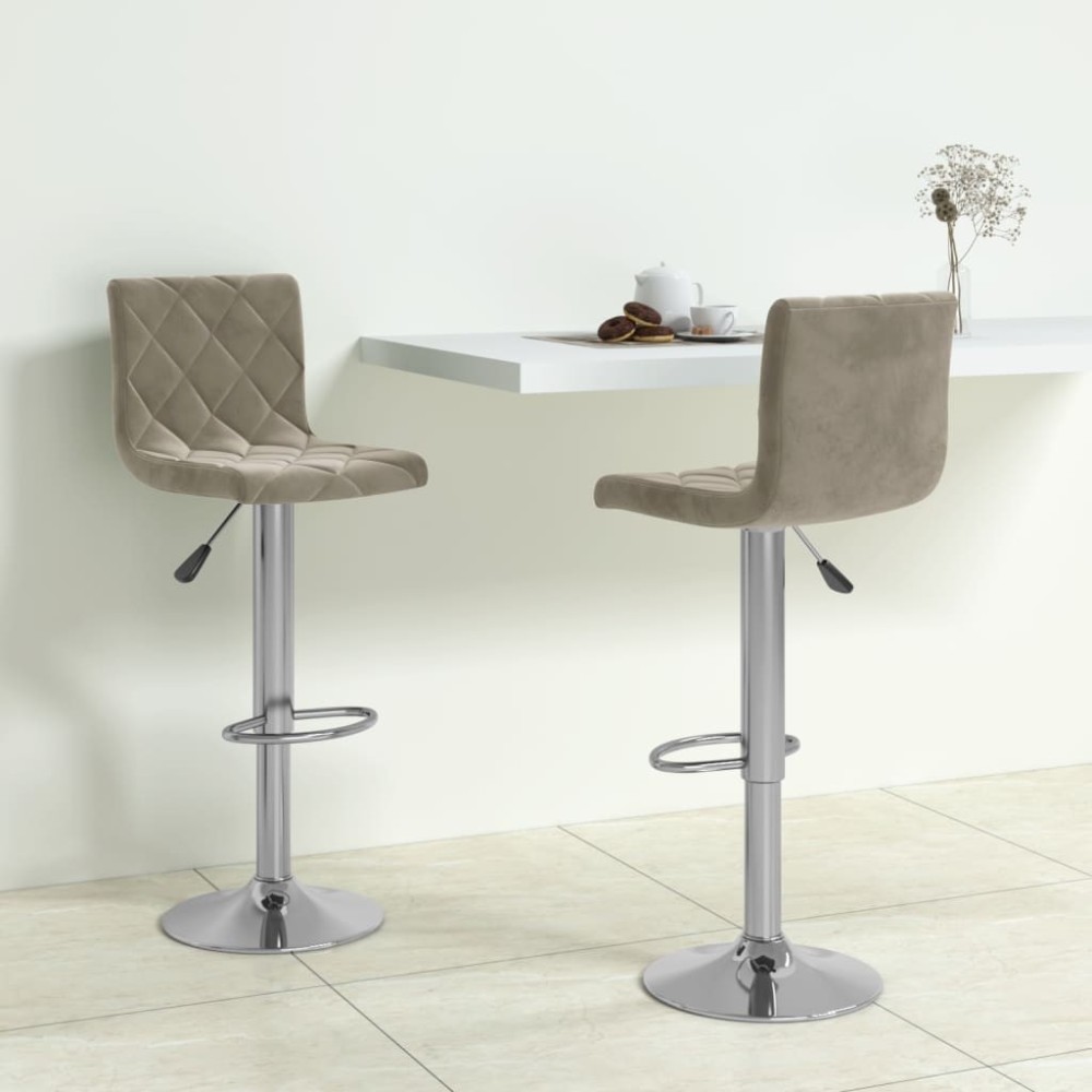 Bar Stools 2 pcs Light Grey Velvet