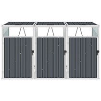 Mülltonnenbox für 3 Mülltonnen Braun 213×81×121 cm Stahl