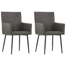 Dining Chairs with Armrests 2 pcs Cream Fabric