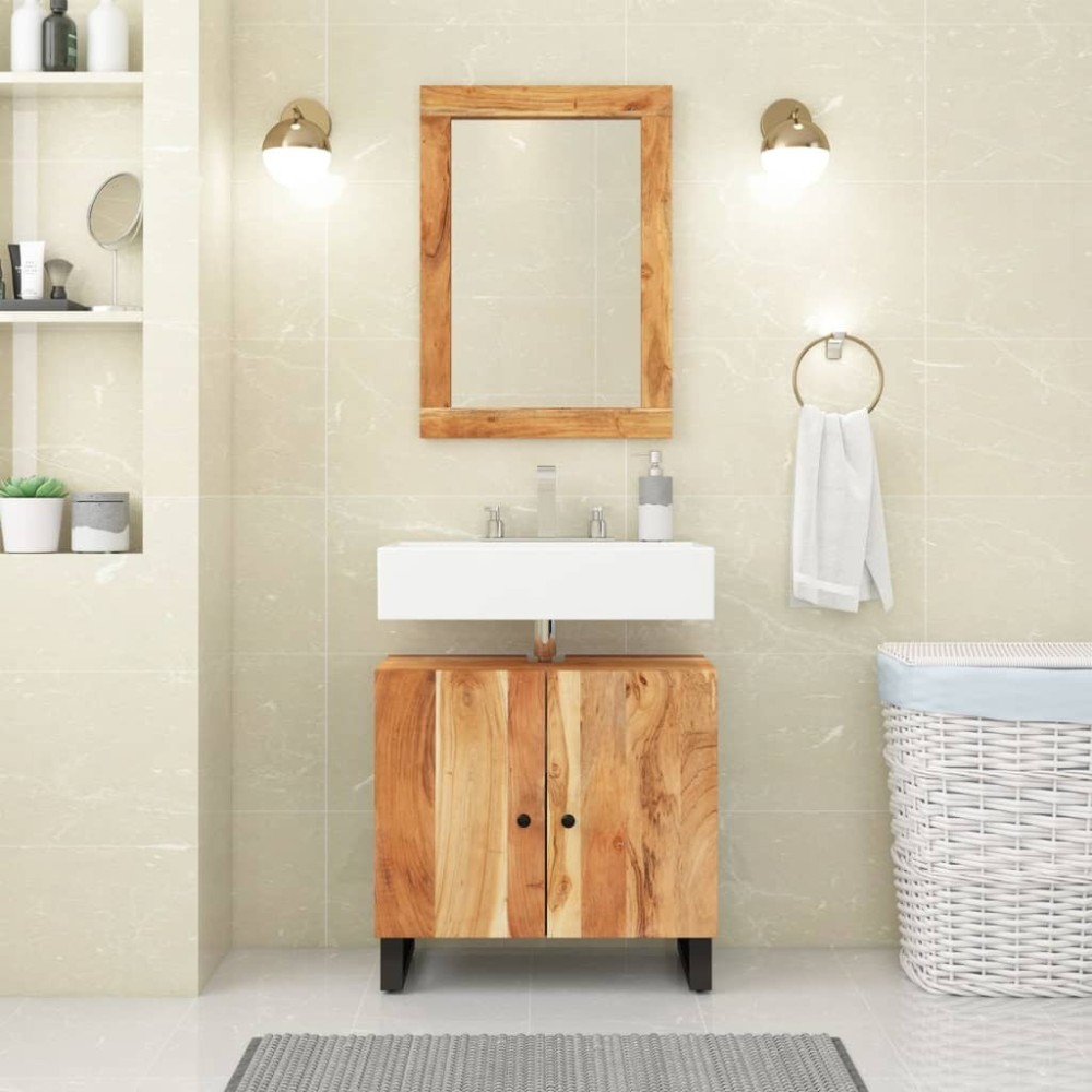 2 Piece Bathroom Furniture Set Solid Wood Acacia