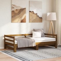 Pull-out Day Bed Black Solid Pinewood 2x