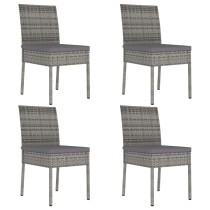 Garden Dining Chairs 2 pcs Poly Rattan Grey