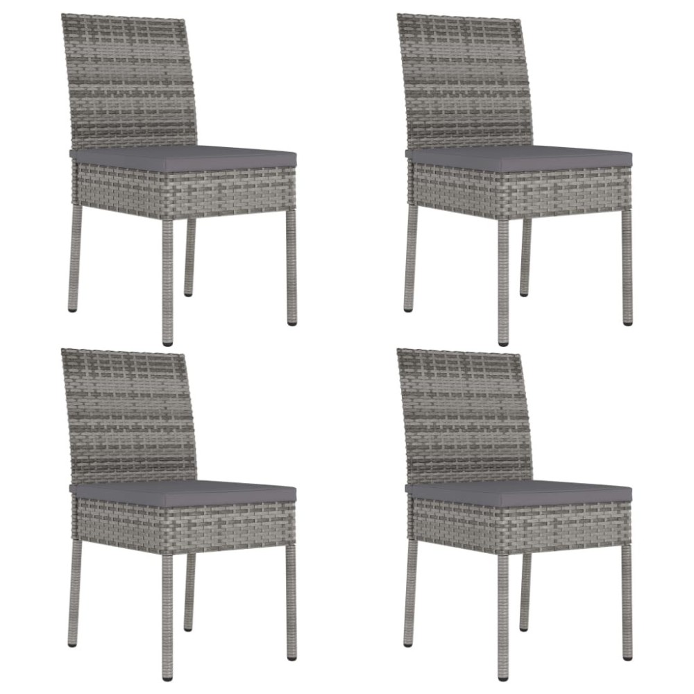 Garden Dining Chairs 2 pcs Poly Rattan Grey