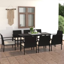 3 Piece Outdoor Dining Set Poly Rattan Black