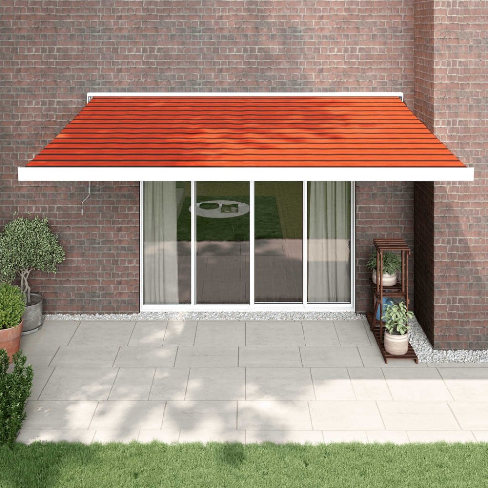 Retractable Awning Orange and Brown 4.5x3 m Fabric and Aluminium