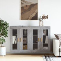 Wall Mounted Cabinets 2 pcs High Gloss White Engineered Wood