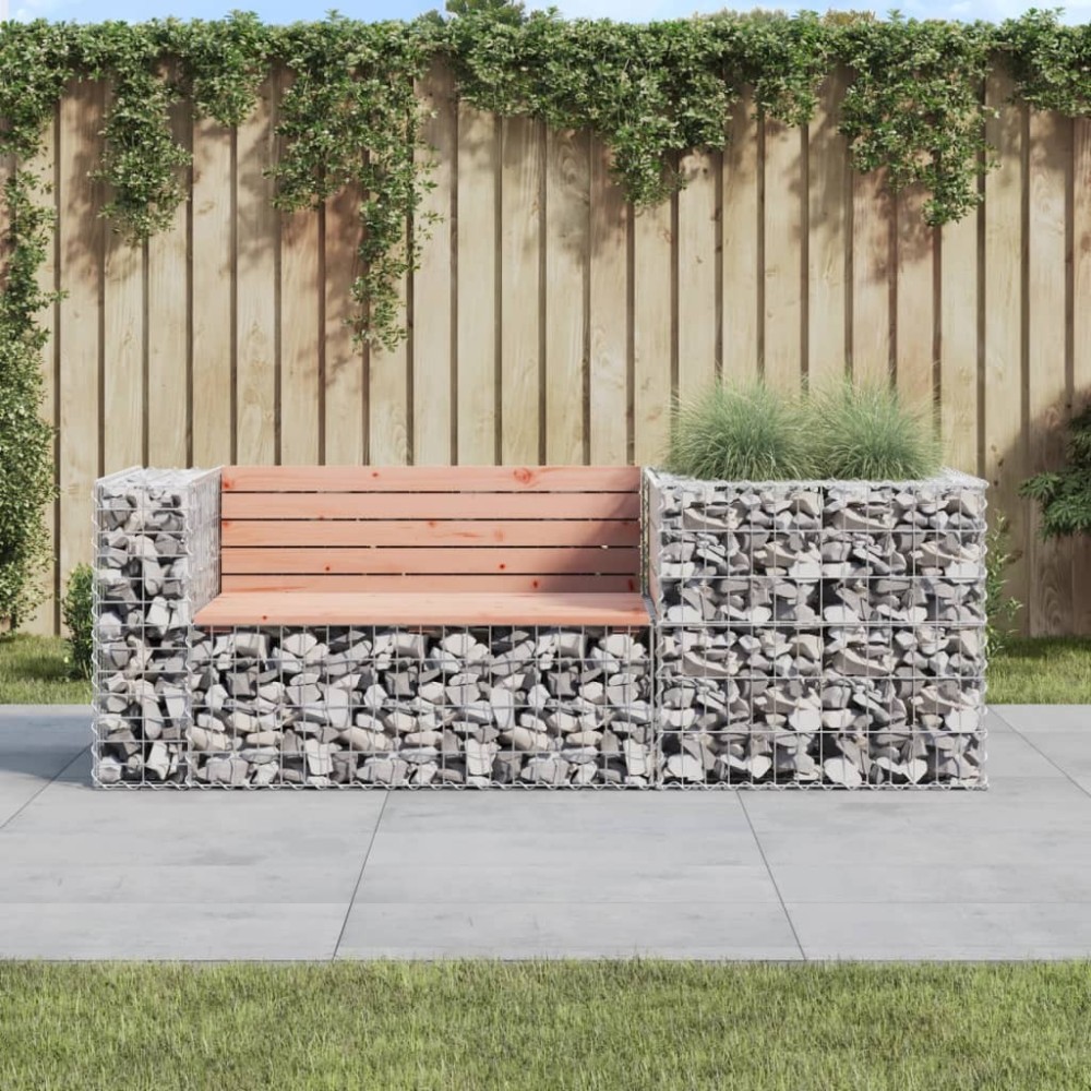 Garden Bench with Gabion Basket Impregnated Wood Pine