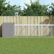 Chicken Cage with Run Light Grey 110x201x110 cm Galvanised Steel