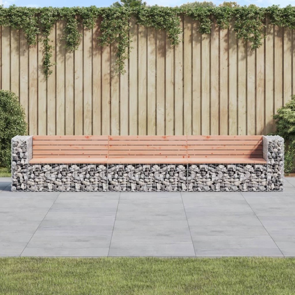 Garden Bench Gabion Design 347x71x65.5 cm Solid Wood Pine