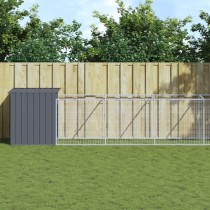 Dog House with Run Anthracite 110x201x110 cm Galvanised Steel