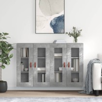 Wall Mounted Cabinets 2 pcs High Gloss White Engineered Wood