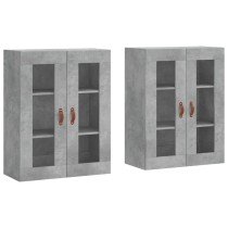 Wall Mounted Cabinets 2 pcs High Gloss White Engineered Wood