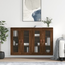 Wall Mounted Cabinets 2 pcs High Gloss White Engineered Wood