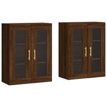 Wall Mounted Cabinets 2 pcs High Gloss White Engineered Wood