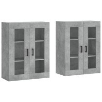 Wall Mounted Cabinets 2 pcs High Gloss White Engineered Wood