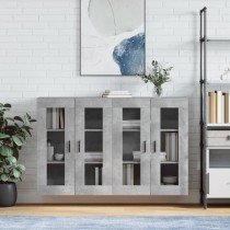 Wall Mounted Cabinets 2 pcs High Gloss White Engineered Wood