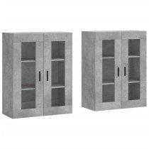 Wall Mounted Cabinets 2 pcs High Gloss White Engineered Wood