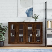 Wall Mounted Cabinets 2 pcs High Gloss White Engineered Wood