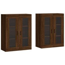 Wall Mounted Cabinets 2 pcs High Gloss White Engineered Wood