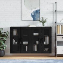 Wall Mounted Cabinets 2 pcs High Gloss White Engineered Wood