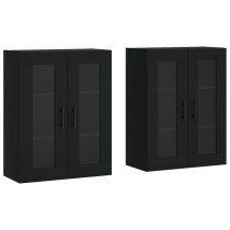 Wall Mounted Cabinets 2 pcs High Gloss White Engineered Wood