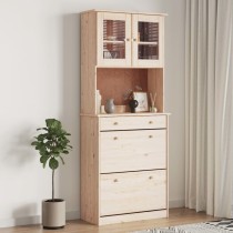 Highboard ALTA Weiß 77x35x188 cm Massivholz Kiefer