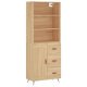 Highboard High Gloss White 69.5x34x180 cm Engineered Wood